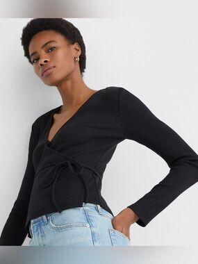 NWT! Loft Ribbed Wrap Top in Black
